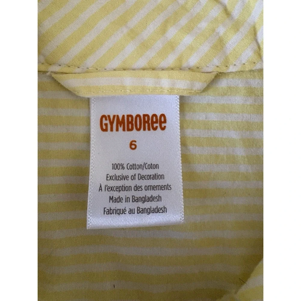 Gymboree Boys Shirt Size 6 Yellow Striped Embroidered Bunny Carrot Button Up